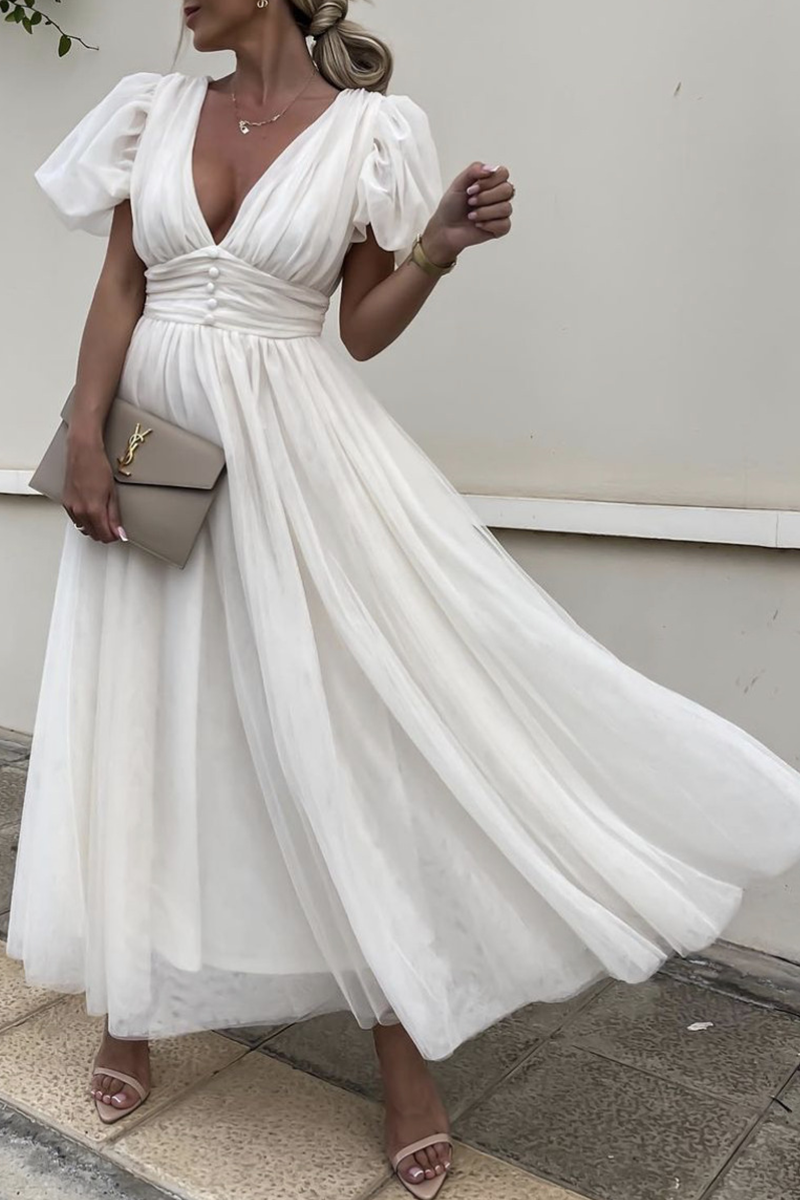 Vestido de malla con escote en V y abertura en la parte superior, de moda