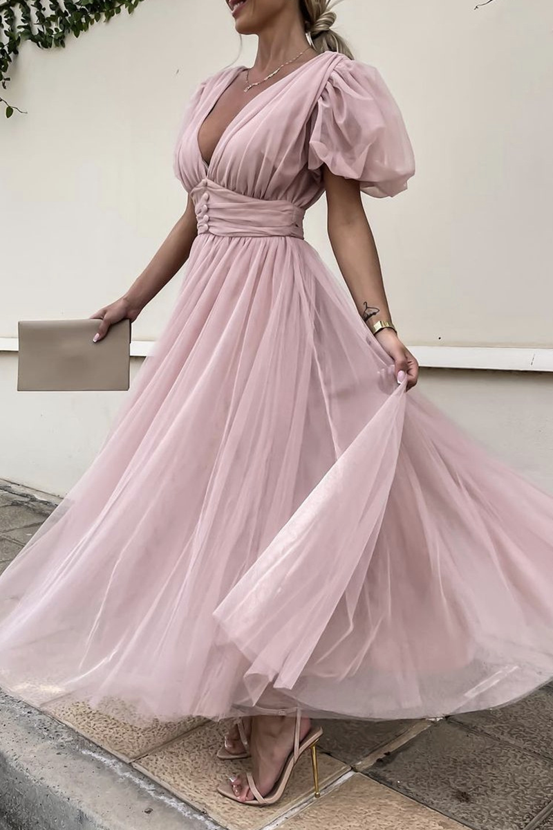 Vestido de malla con escote en V y abertura en la parte superior, de moda