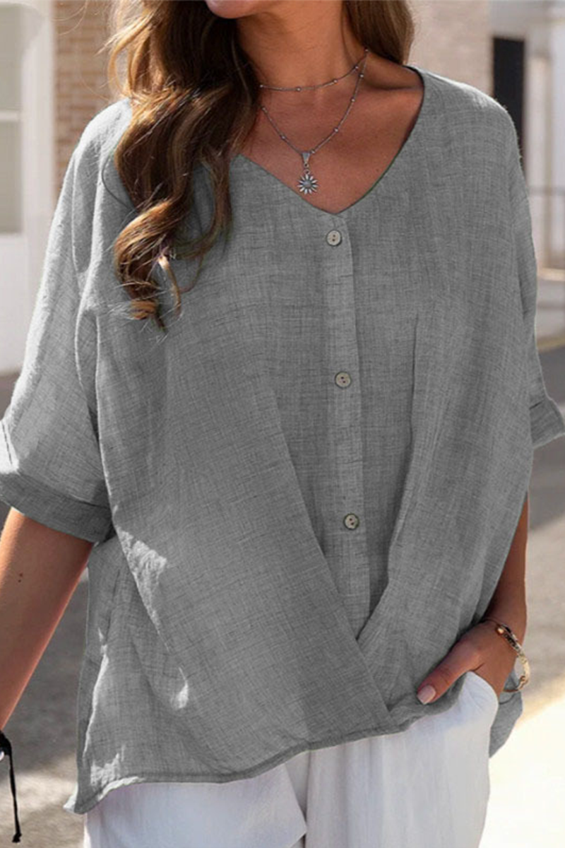 Tops de cuello en V con abertura en la parte superior, de moda, sólidos (6 colores)