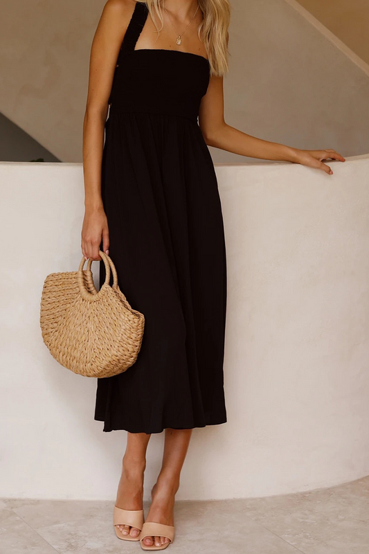 Vestidos casuales con falda de cintura halter y retazos sólidos (3 colores)