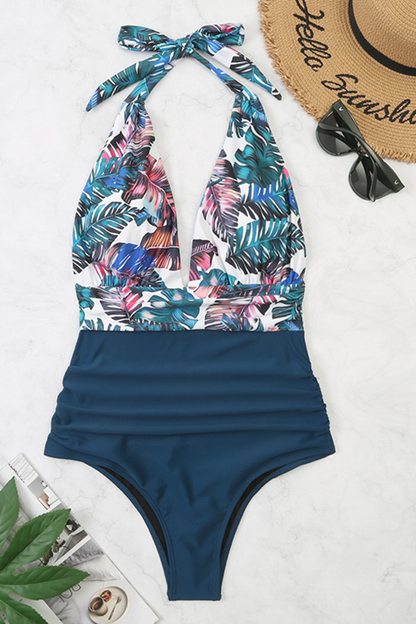 Trajes de baño de moda con estampado de vacaciones y abertura en la parte posterior (5 colores)