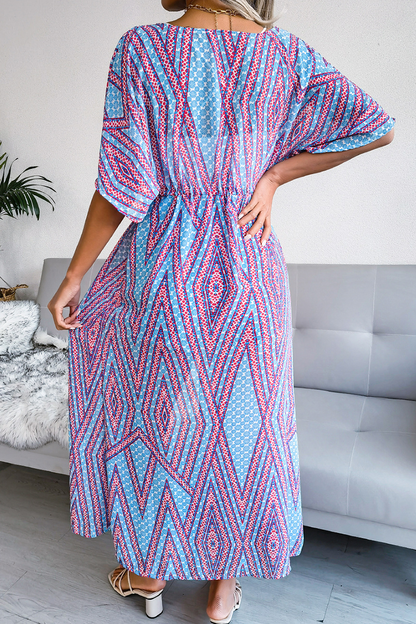 Vestidos casuales con falda y cuello tipo cárdigan con abertura y estampado (3 colores)