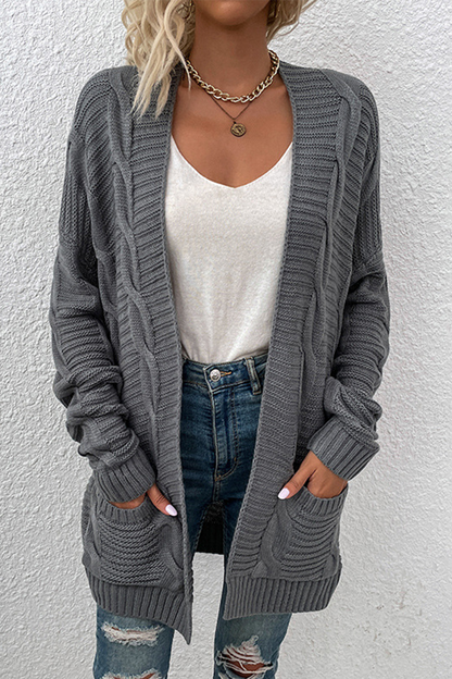 Cárdigan de cuello alto con abertura lateral lisa de moda (10 colores)