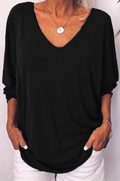 Camisetas casuales con cuello en V y hebilla sólida (5 colores)