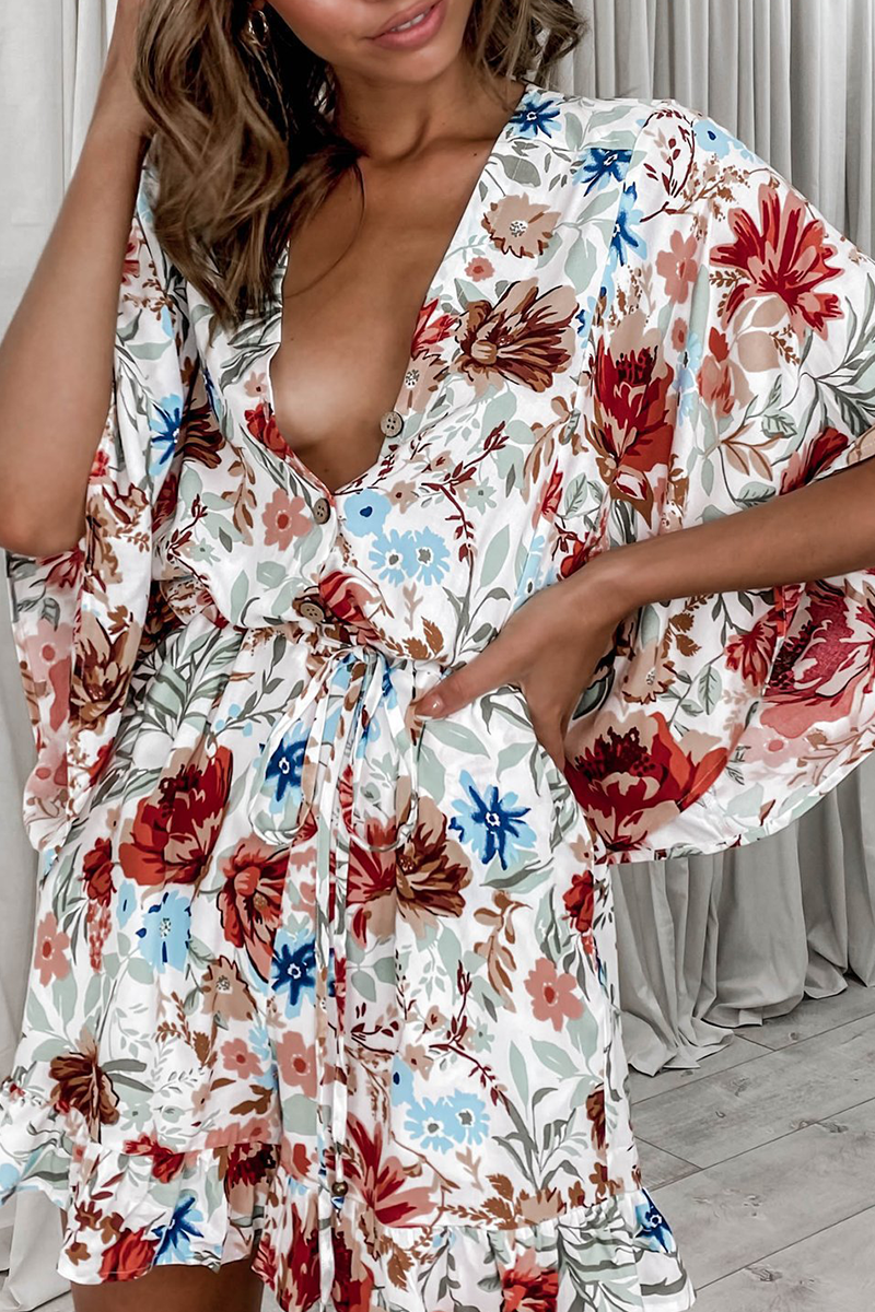 Monos rectos con cuello en V y estampado de patchwork de moda (7 colores)