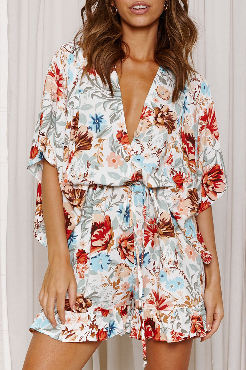 Monos rectos con cuello en V y estampado de patchwork de moda (7 colores)