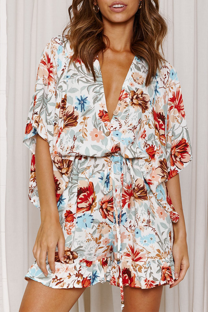 Monos rectos con cuello en V y estampado de patchwork de moda (7 colores)