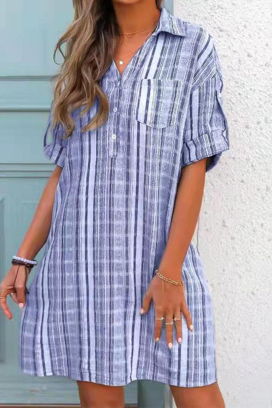 Casual Print Patchwork Turndown Collar Shirt Dress Dresses£¨3 colors£©