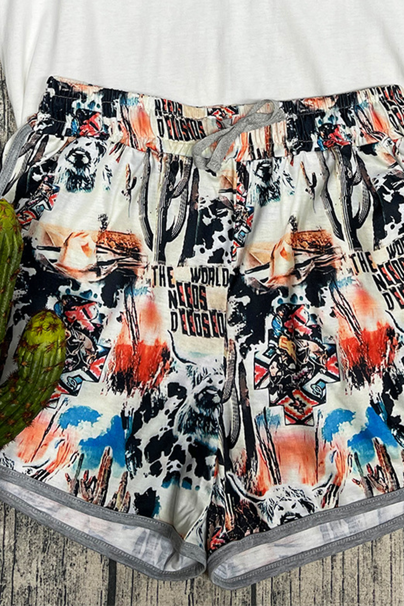 Pantalones rectos de cintura media con estampado de patchwork y estampado completo (5 colores)