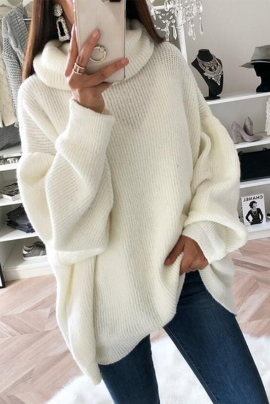 Suéteres de cuello alto con parches lisos de moda (5 colores)