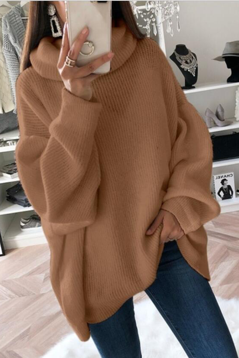 Suéteres de cuello alto con parches lisos de moda (5 colores)