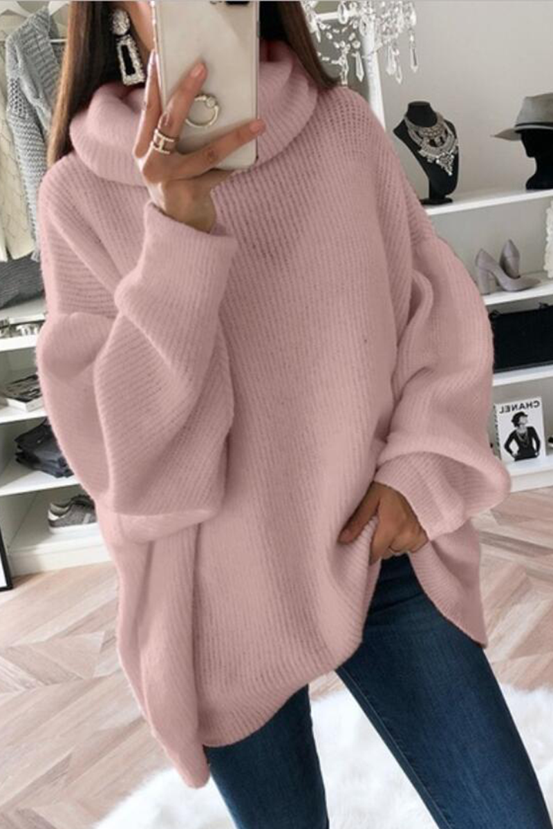Suéteres de cuello alto con parches lisos de moda (5 colores)
