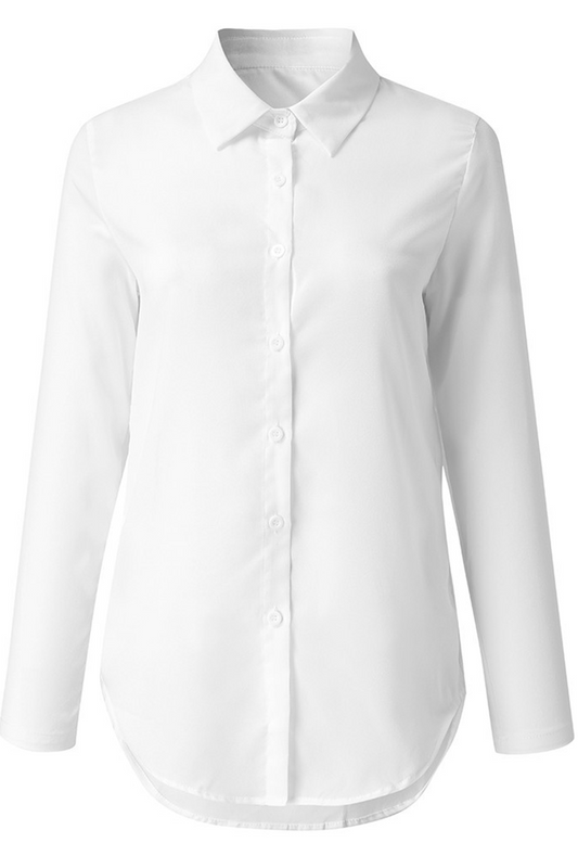 Blusas casuales de cuello vuelto con parches lisos (8 colores)