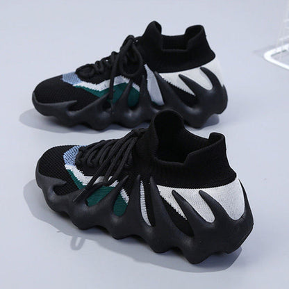 Zapatillas deportivas de moda informales con diseño de parches y diseño redondo para correr