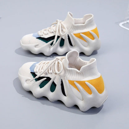 Zapatillas deportivas de moda informales con diseño de parches y diseño redondo para correr