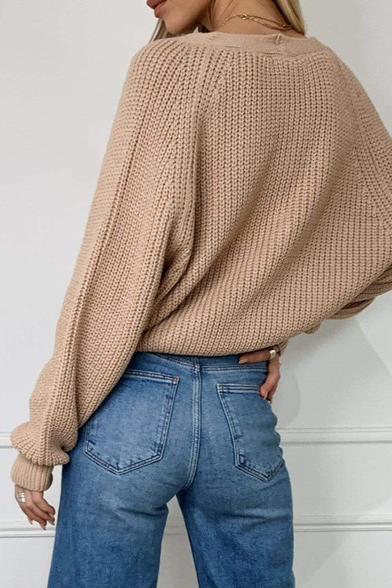Tops casuales de cuello en V con parches sólidos (4 colores)