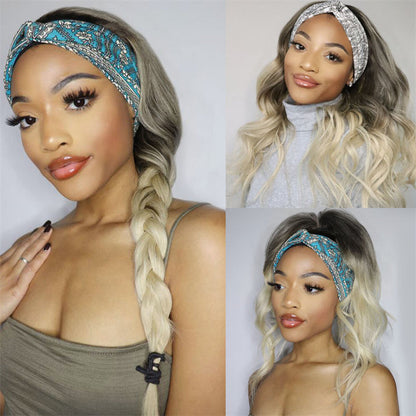 Fashion Casual Gradual Change Patchwork Wigs  (Without Headscarf)
