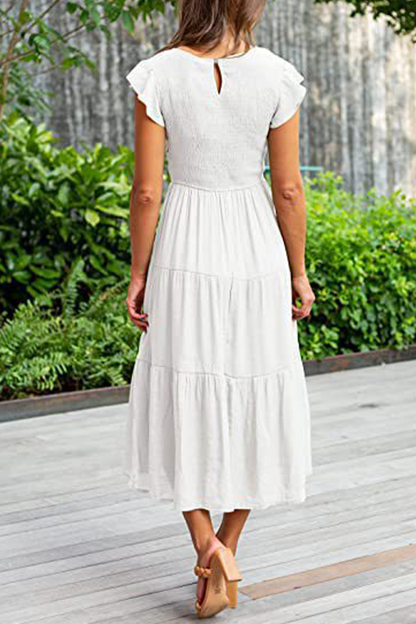 Fashion Solid Flounce O Neck Cake Skirt Dresses£¨9 colors£©