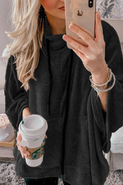 Fashion Solid Draw String Half A Turtleneck Tops(4 Colors)