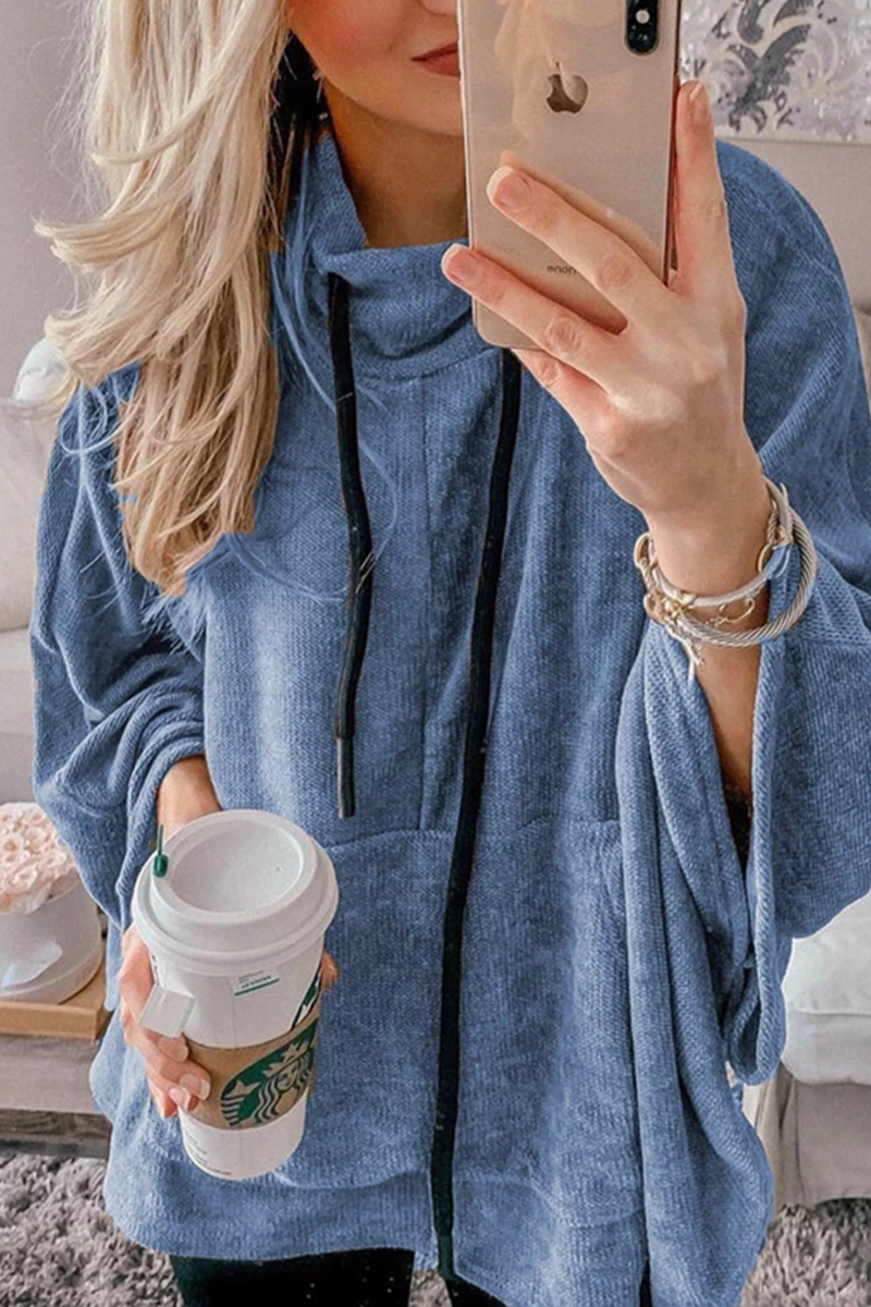 Fashion Solid Draw String Half A Turtleneck Tops(4 Colors)