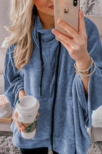 Fashion Solid Draw String Half A Turtleneck Tops(4 Colors)