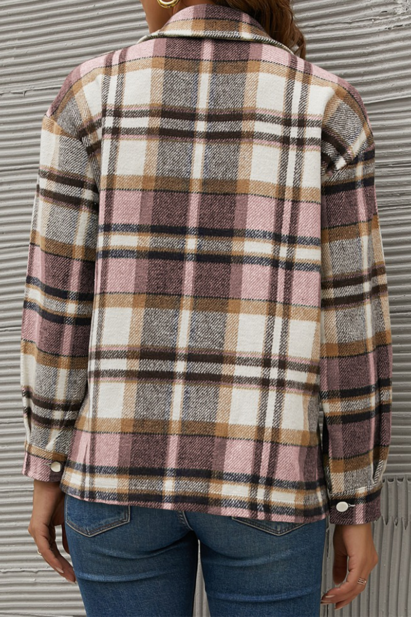 Tops casuales de cuello vuelto con patchwork a cuadros (6 colores)