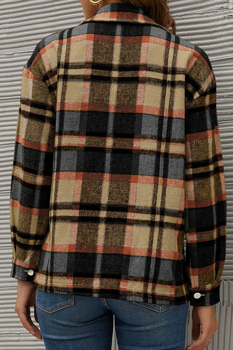 Tops casuales de cuello vuelto con patchwork a cuadros (6 colores)