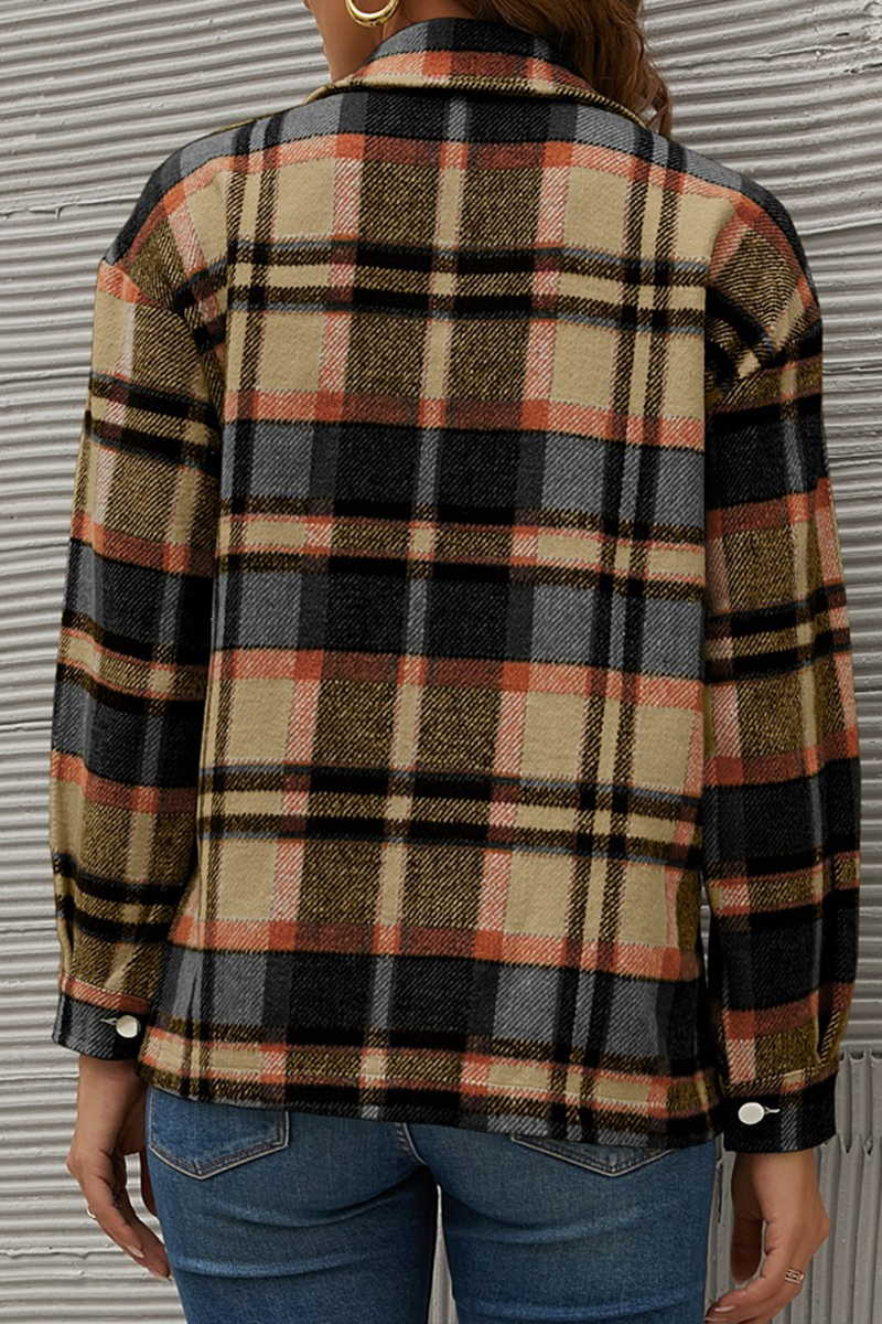 Tops casuales de cuello vuelto con patchwork a cuadros (6 colores)