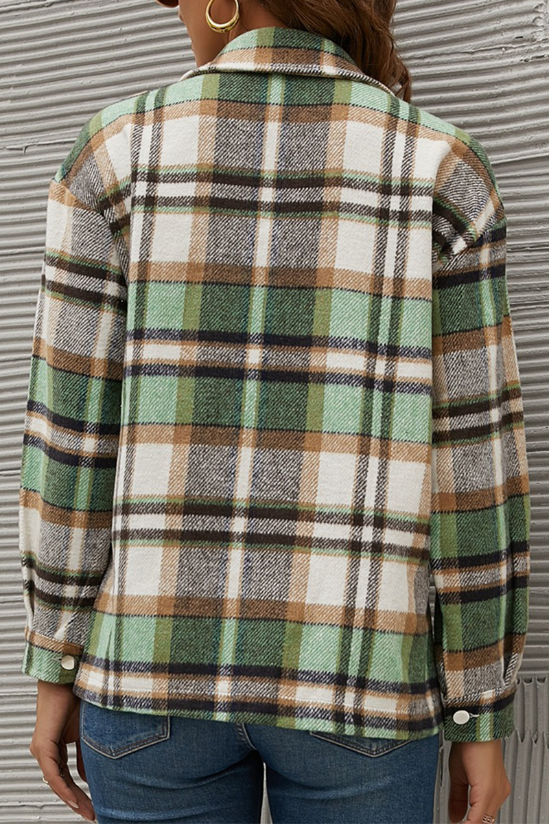 Tops casuales de cuello vuelto con patchwork a cuadros (6 colores)