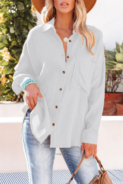 Tops casuales de cuello vuelto con parches sólidos (9 colores)