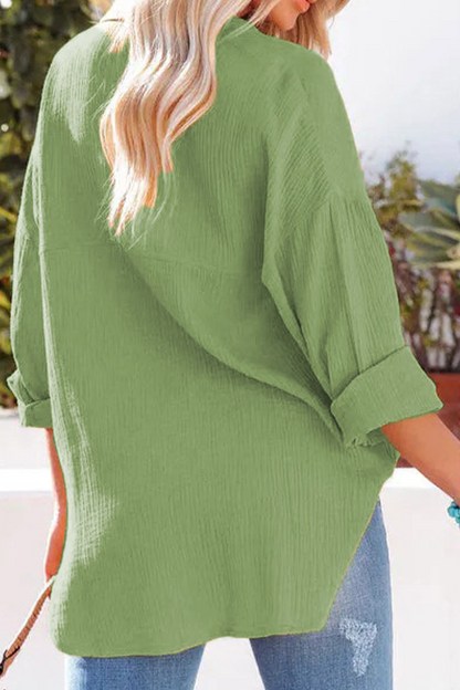 Tops casuales de cuello vuelto con parches sólidos (9 colores)