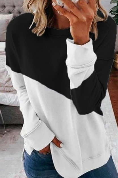 Tops casuales de patchwork con cuello redondo (7 colores)