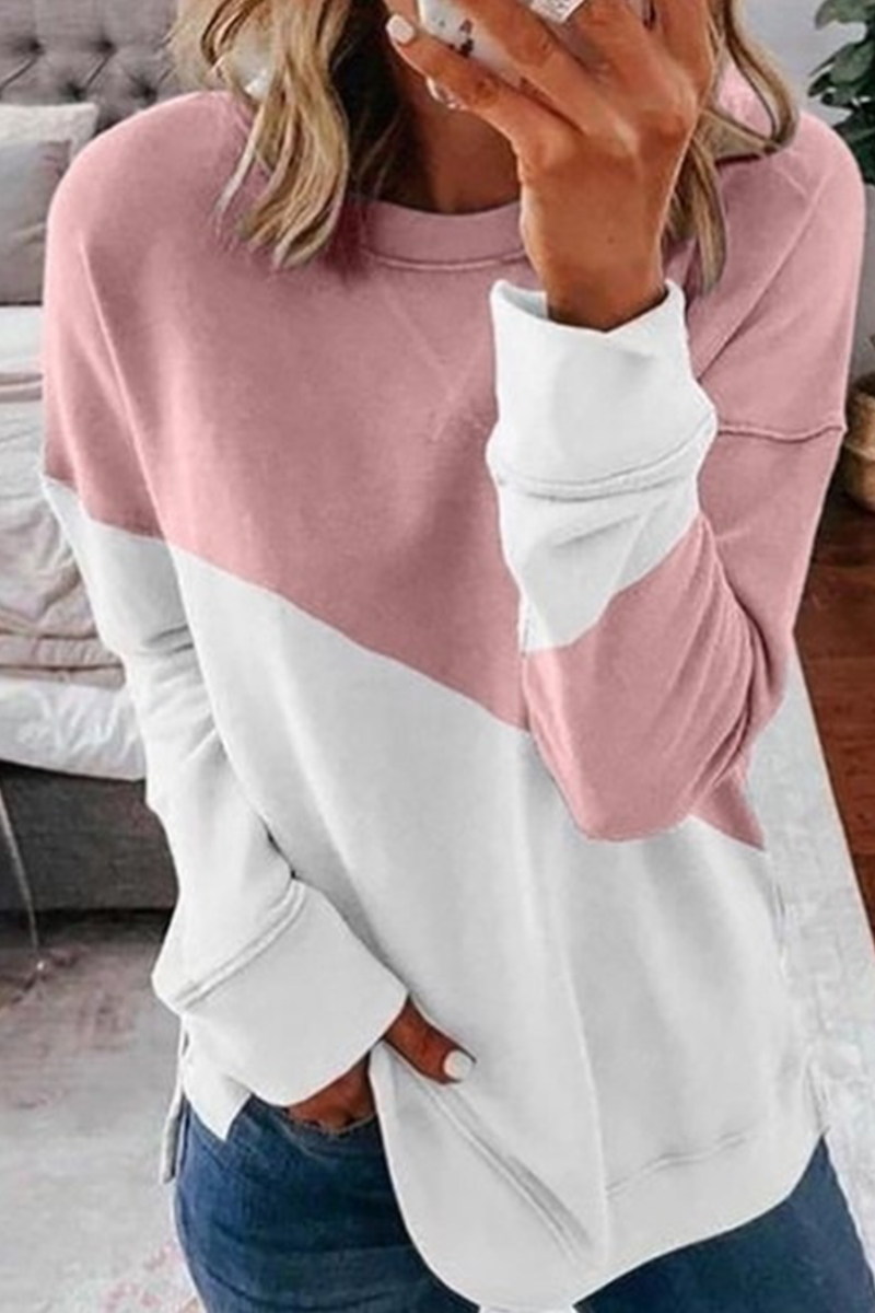 Tops casuales de patchwork con cuello redondo (7 colores)