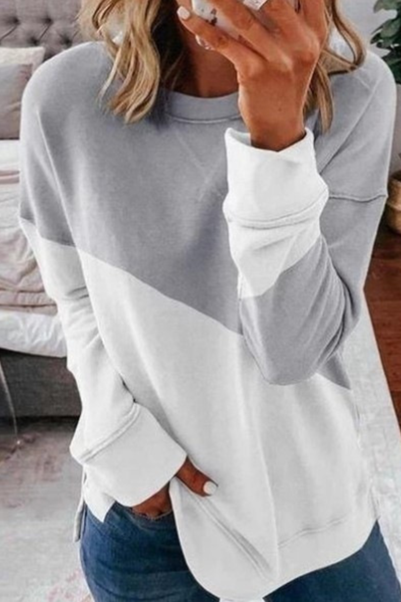 Tops casuales de patchwork con cuello redondo (7 colores)