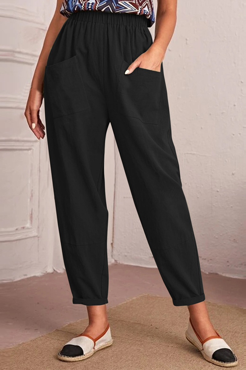 Pantalones Harlan casuales de talle medio con parches sólidos (4 colores)