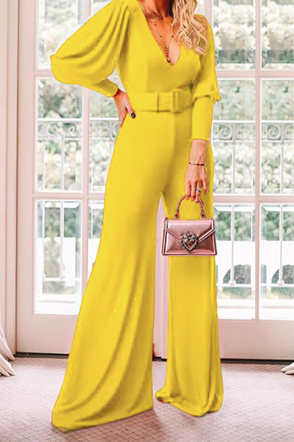 Monos holgados informales con cuello en V y parches sólidos (3 colores)