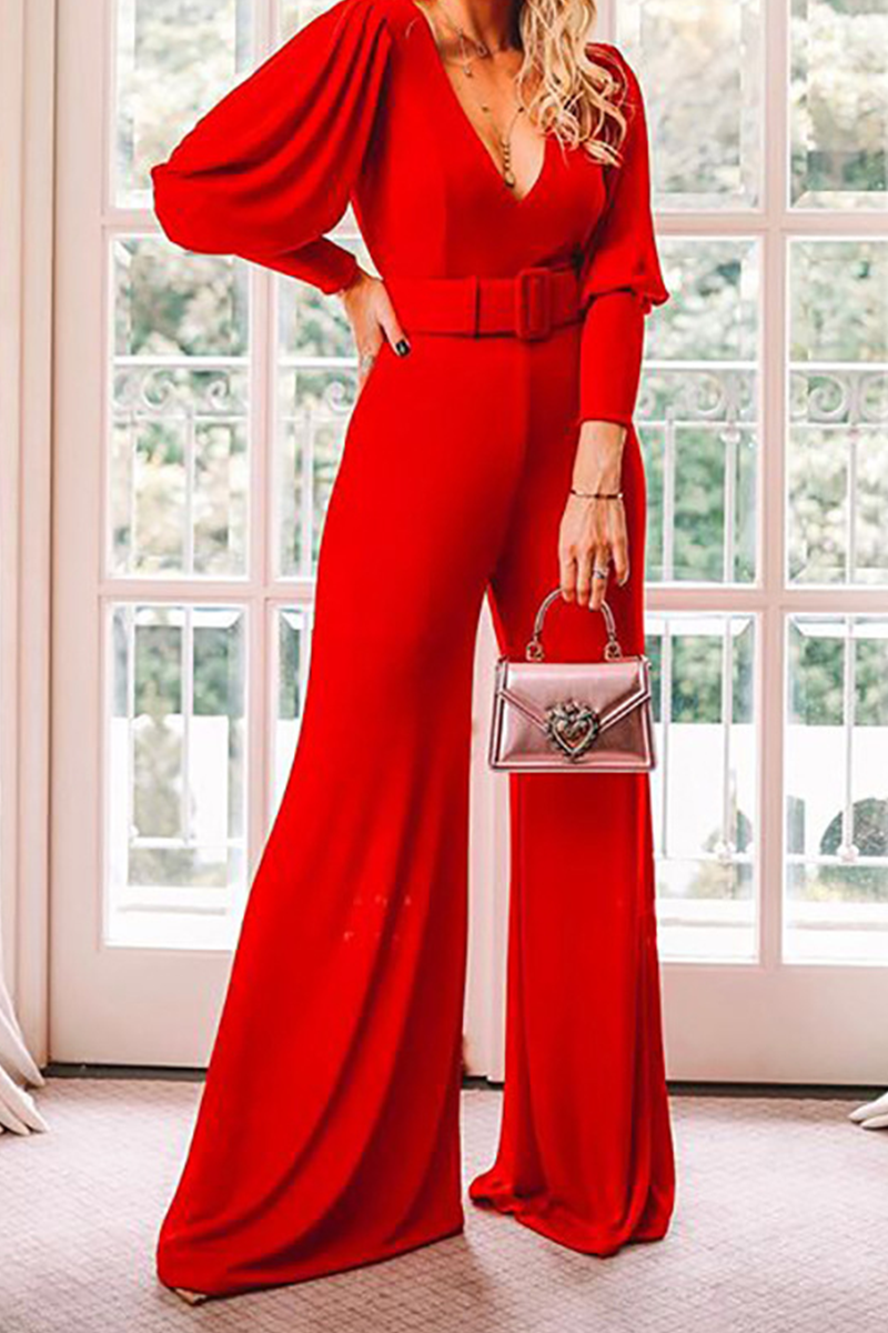 Monos holgados informales con cuello en V y parches sólidos (3 colores)