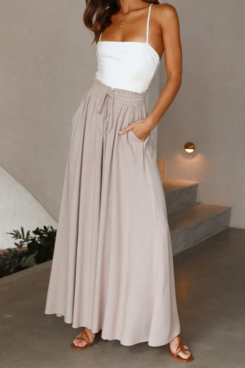 Pantalones casuales de retazos sólidos, sueltos, de cintura alta, con pierna ancha, de color liso (5 colores)