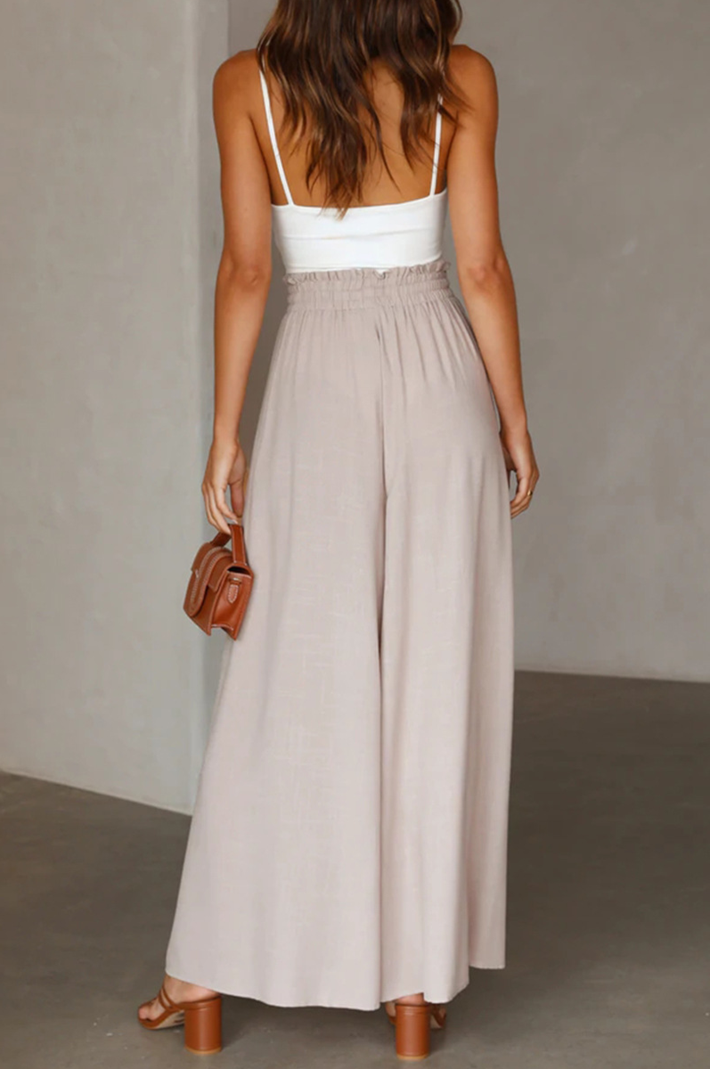 Pantalones casuales de retazos sólidos, sueltos, de cintura alta, con pierna ancha, de color liso (5 colores)