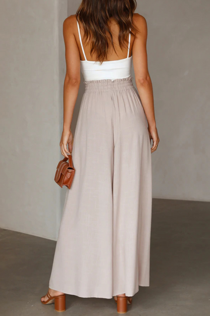 Pantalones casuales de retazos sólidos, sueltos, de cintura alta, con pierna ancha, de color liso (5 colores)