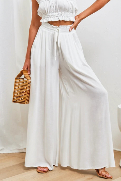 Pantalones casuales de retazos sólidos, sueltos, de cintura alta, con pierna ancha, de color liso (5 colores)