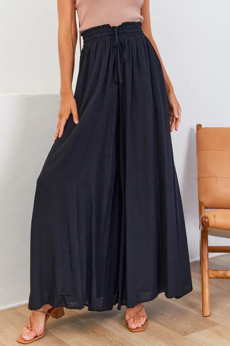 Pantalones casuales de retazos sólidos, sueltos, de cintura alta, con pierna ancha, de color liso (5 colores)