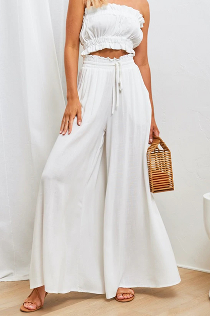 Pantalones casuales de retazos sólidos, sueltos, de cintura alta, con pierna ancha, de color liso (5 colores)