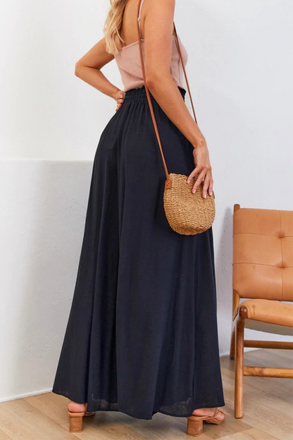 Pantalones casuales de retazos sólidos, sueltos, de cintura alta, con pierna ancha, de color liso (5 colores)