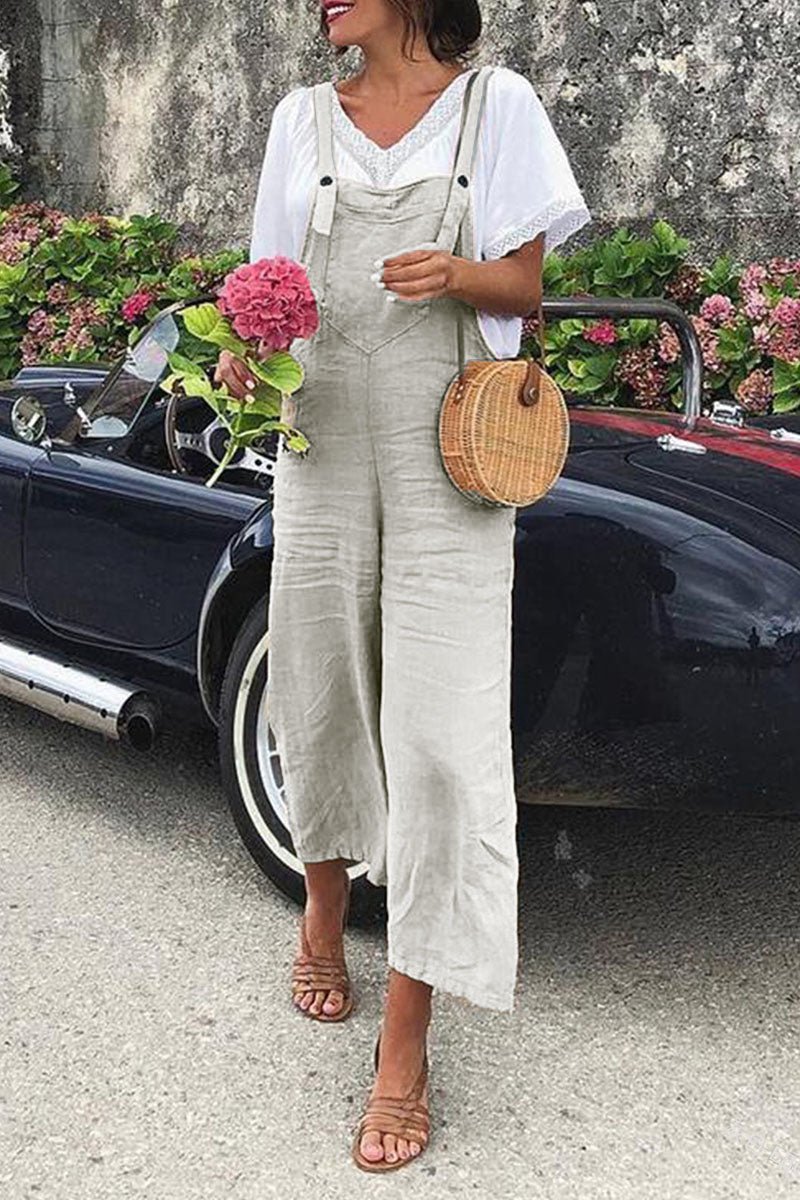 Fashion Casual Solid Split Joint Spaghetti Strap Loose Jumpsuits£¨5 colors£©