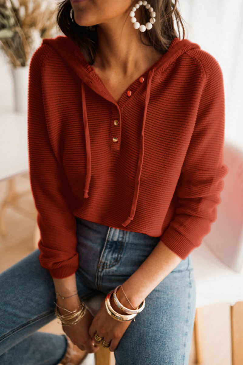 Suéteres casuales con cuello y capucha de patchwork sólido (5 colores)