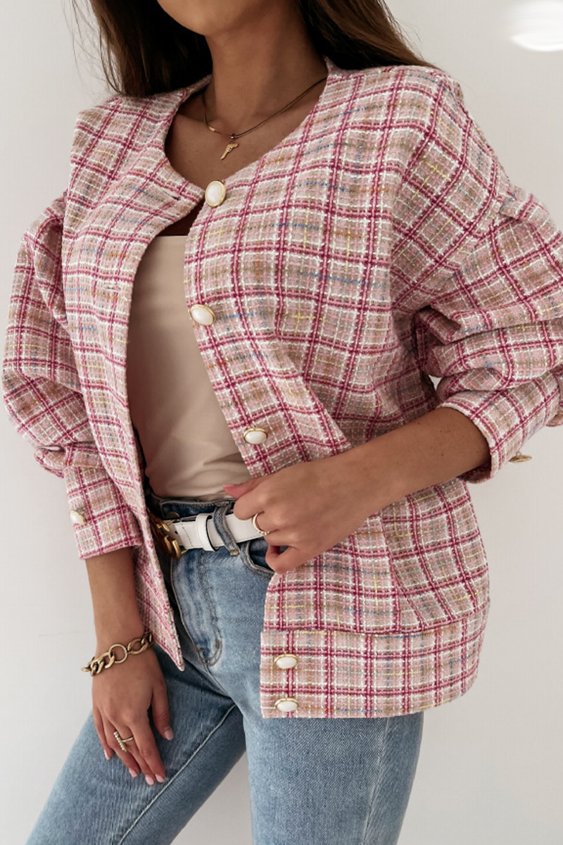 Prendas de abrigo informales con cuello vuelto y retazos a cuadros (3 colores)