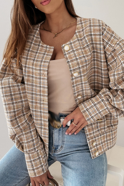 Prendas de abrigo informales con cuello vuelto y retazos a cuadros (3 colores)