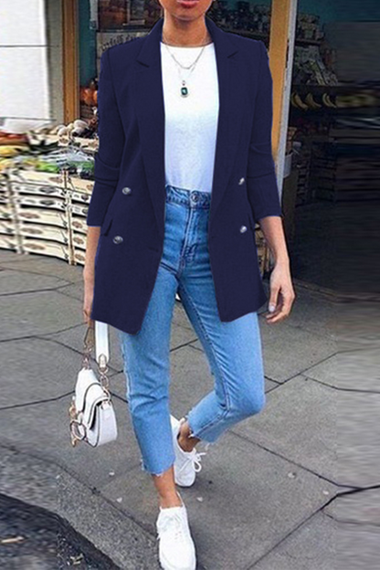 Prendas de abrigo con cuello vuelto y parches lisos de moda (9 colores)