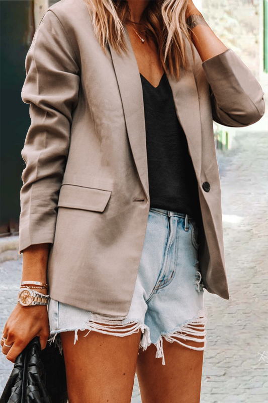 Prendas de abrigo informales con cuello vuelto y parches lisos (10 colores)